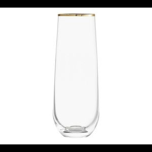 PB stemless gold rimmed champagne flutes - NEW!